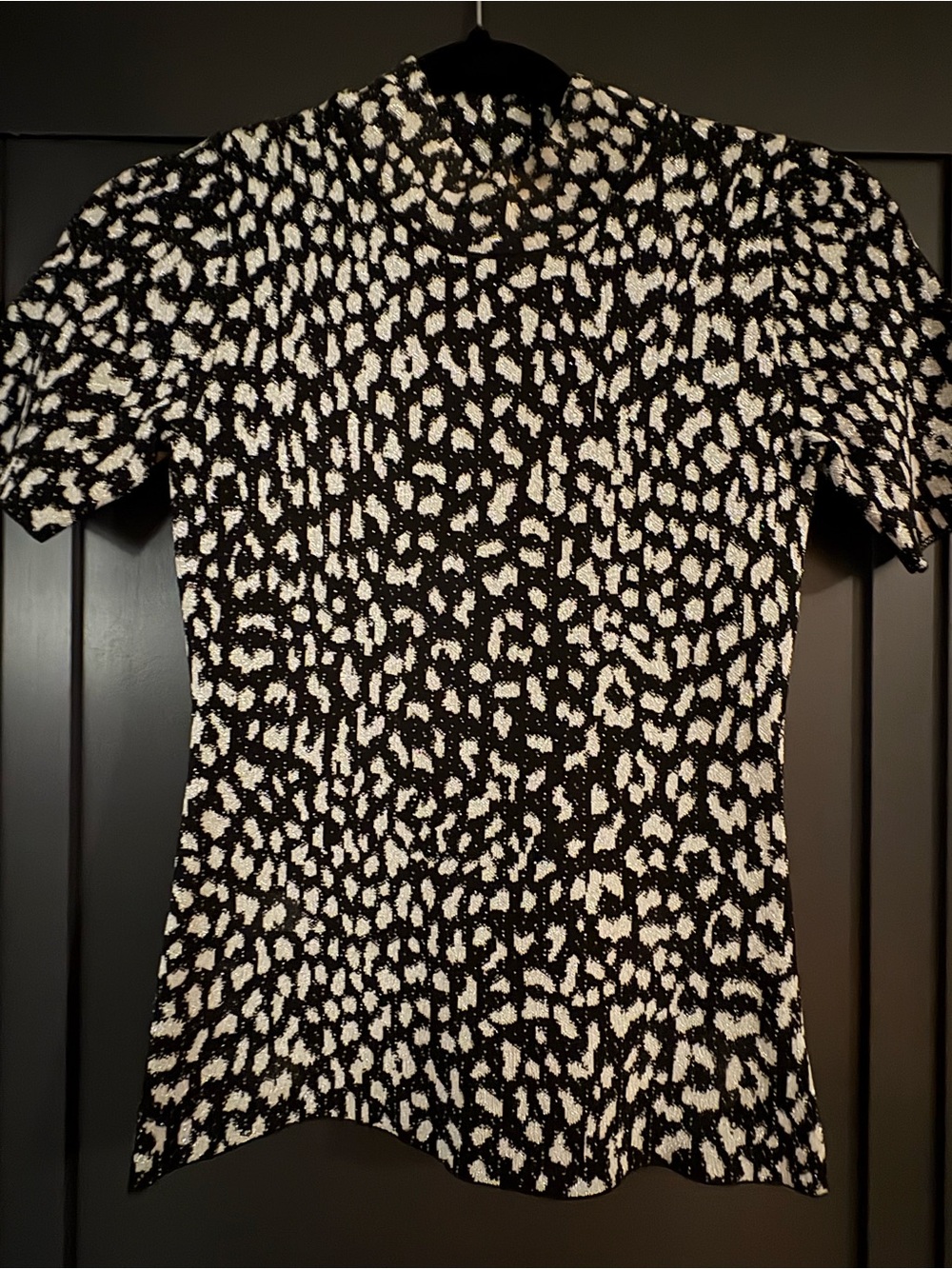 Michael Kors Black and White Short-Sleeve Patterned Tee
